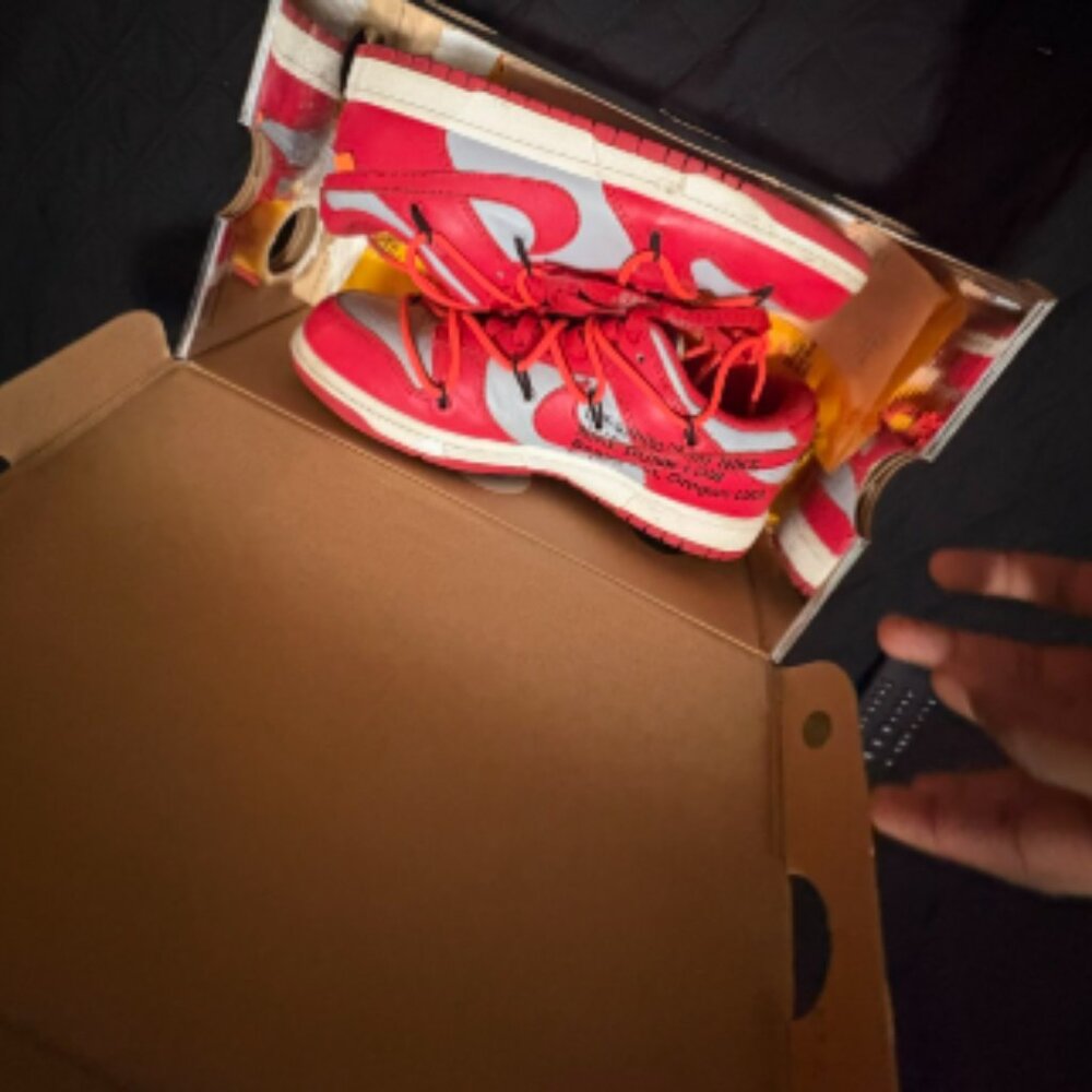 nike dunk low off white university red (bio)